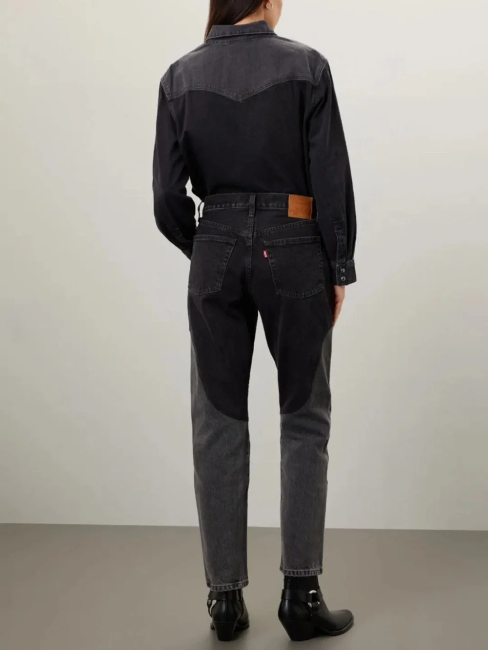 Women’s Levi’s 501 Original Chaps Black& Gray Off To The‎ Ranch Denim Jeans